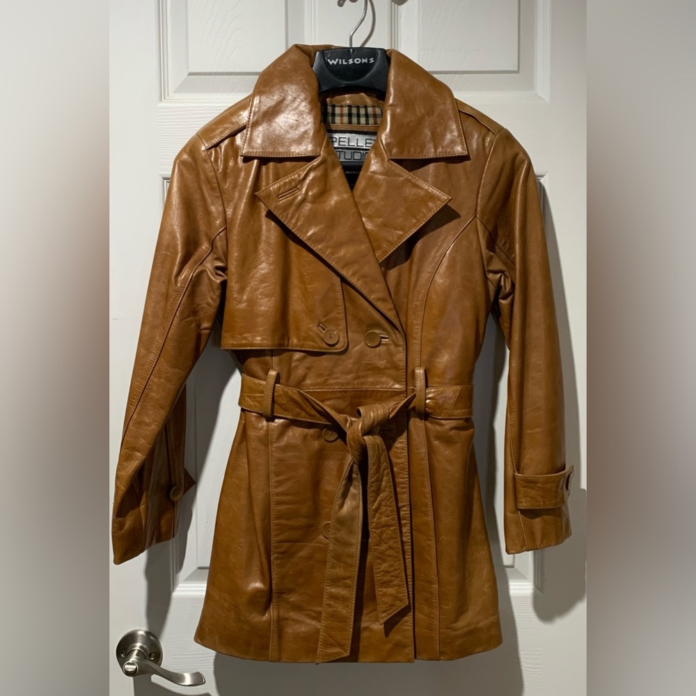 Vintage Double Breasted Leather Coat by Pelle Studio for Wilson Leather